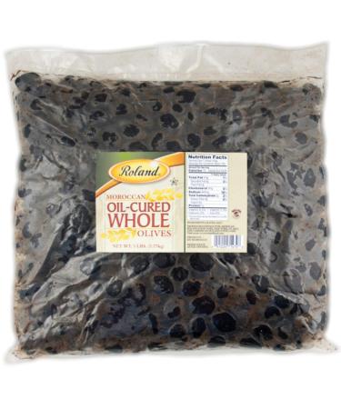 Roland Foods Oil Cured Black Olives, Whole Olives with Pits, Specialty Imported Food, 5-Pound Bag