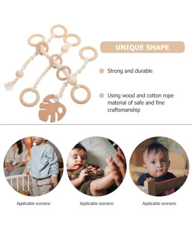 Beavorty 3pcs Wood Baby Play Gym Toy Set - Nordic Style Teething Grasping Nursing Pendant - Wooden Hanging Baby Toys for Infants - Rockers Bouncers - Christmas Gift - Buy Online on GoSupps.com