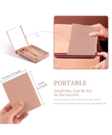 Travel Makeup Brushes Set with Mirror - 5 Piece Pink Makeup Brush Set for Foundation, Powder, Concealers, and Eye Shadows - Buy Online on GoSupps.com