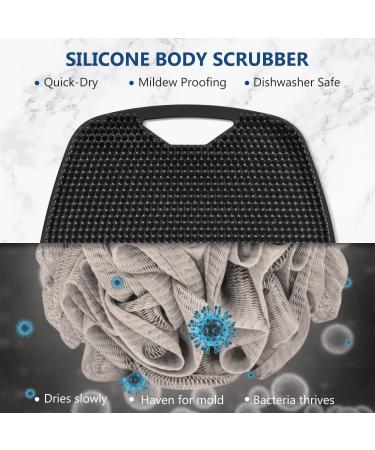 Silicone Body Scrubber Brush for Exfoliating All Skin Types - Easy to Use, Clean, and Quick Drying (Black) - Buy Online on GoSupps.com