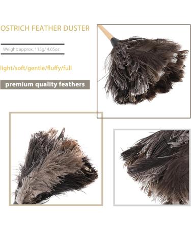 Ostrich Feather Duster Household Handmade Washable Reusable Non Electrostatic Brown Feather Duster with Wooden Handle for Keyboard Home Car Office - Buy Online on GoSupps.com