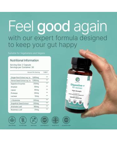 Menopause Bloating Relief | Digestive Enzymes + 10 Active Ingredients | Constipation Relief & Gut Health | Vegan & Allergen Free | 1 Month Supply - Buy Online on GoSupps.com