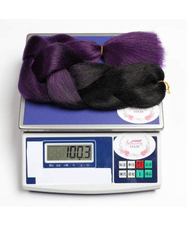 Showjarlly Jumbo Braid Art Hair Extensions - 24 Inch Ombre Kanekalon Braid (5 Pack) for Crochet Twist & Box Braids - Black/Purple - Buy Online on GoSupps.com