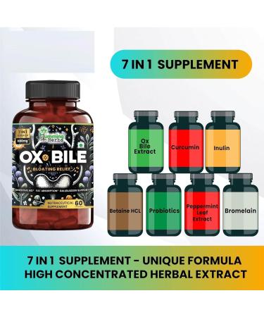 SS Ox Bile Extract 1100mg - Digestive Aid for Bloating Relief Enhanced Fat Absorption and Gallbladder Support - With Probiotics Turmeric Inulin - Buy Online on GoSupps.com