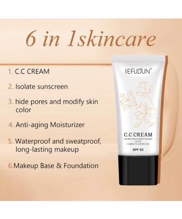 CC Cream Full Coverage Foundation Make Up Base & SPF 50+ Sunscreen Anti-aging Moisturizer - Natural Color 2Pcs 30 ml (Pack of 1) - Buy Online on GoSupps.com