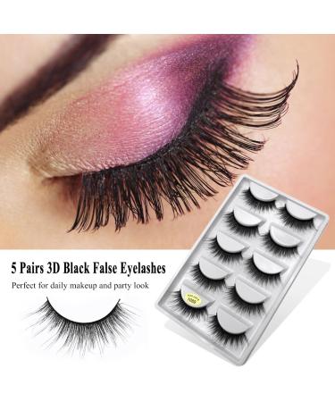 Buy Anself 5 Pairs 3D False Eyelashes - Natural Black Long & Reusable G806 | International Shipping Available - Buy Online on GoSupps.com
