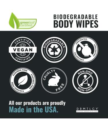 DRMTLGY Body and Face Shower Wipes - 45 XTRA Large Biodegradable Cleansing Wipes for Camping, Sports, Traveling - Buy Online on GoSupps.com