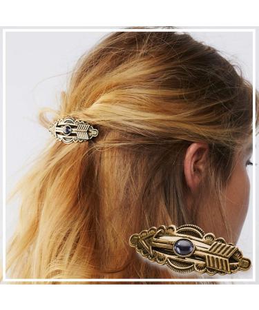 CORGIMHZ Vintage Gem Hair Barrettes - 4 Pack Classic Carved French Hair Clips for Women & Girls | Retro Metal Hairpins Spring Barrette Accessories - Buy Online on GoSupps.com