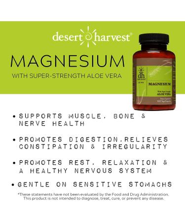 Desert Harvest Magnesium Oxide Supplement with Aloe Vera - 160 Capsules - Buy Online on GoSupps.com