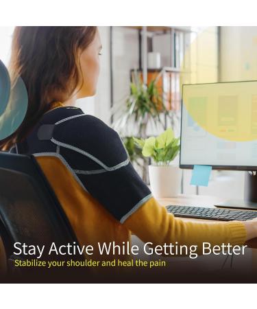 BraceUP Shoulder Brace - Adjustable Support & Ice Pad Pocket for Pain Relief & Rotator Cuff Recovery | Unisex One Size Fits Most - Buy Online on GoSupps.com