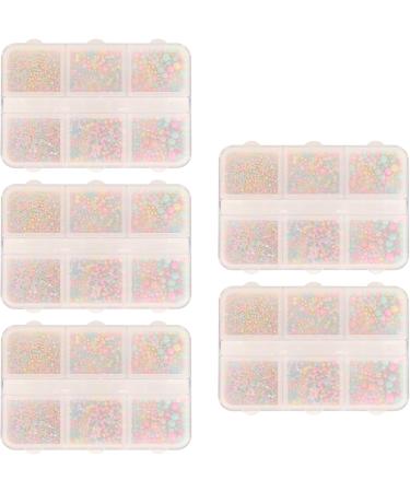 5 Boxes Nail Art Beads Glittery Nail Rhinestones Set with Different Shapes and Sizes Portable Plastic Manicure Art Beads with Transparent Storage Box Nail Art Decoration for Nail Salon - Buy Online on GoSupps.com
