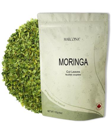 Marcoina Moringa Leaves Herbal Tea - Caffeine-Free Cut Leaf 113g(4oz) Origin from India Premium Quality in Resealable Bag Kosher Vegetarian Vegan Non-GMO MORINGA Leaves Cut 113-g. / 4-oz.