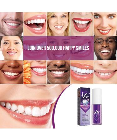 V34 Purple Toothpaste - Teeth Whitening & Bleaching Foam - 30ml Lightening Solution for Bright Smiles - Buy Online on GoSupps.com
