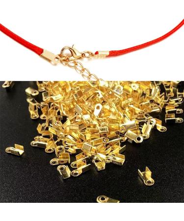 1000 PCS Clamshell Crimp Fold Over Cord Ends - DIY Jewelry Making Cord Tips in Gold, Silver, Gun Black, Bronze, and Rose Gold - Buy Online on GoSupps.com