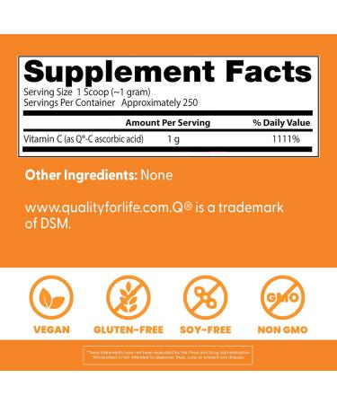 Doctor's Best Pure Vitamin C Powder 8.8 oz (250 g) - High Potency Antioxidant - Buy Online on GoSupps.com