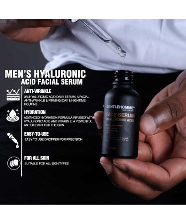 Hyaluronic Acid Day & Night Facial Serum for Men | Vitamin E | All Skin Types | 1 Oz - Unscented - Buy Online on GoSupps.com