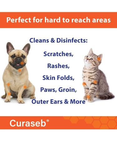 Curaseb Chlorhexidine XL Wipes for Dogs & Cats | Veterinary Strength | Relieves Skin Infections, Hot Spots & Allergies | 60 XL Wipes - Buy Online on GoSupps.com