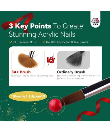 Saviland Christmas Acrylic Nail Brush Set - 4PCS Nail Art Brushes for Acrylic Powder & Liquid Monomer - Glitter Nail Art Tool for Manicure - Women's Gift Set (Size 6/10/12/14) - Buy Online on GoSupps.com