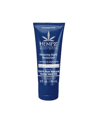 Hempz Lavender & Chamomile Restoring Night Moisturizer - Hydrating Night Cream Rich with Minerals Vitamin C & Hempseed Oil to Hydrate & Repair Extremely Dry or Sensitive Skin for Face & Body 3 Oz Lavender & Chamomile 1