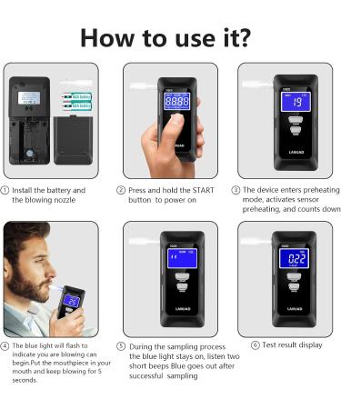 LAMJAD D80001 Alcohol Tester with 10 Mouthpieces and Digital LCD Screen - Professional Grade Semiconductor Sensor for Accurate Results | Ideal for Personal and Police Use - Buy Online on GoSupps.com