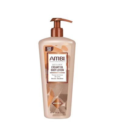 Ambi Soft & Even Creamy Oil Body Lotion | Dry Skin Relief | Fast-Absorbing | No Greasy After Feel | 12 Ounce