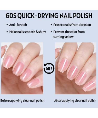 Clear Nail Polish 2 in 1 Nail Varnish Quick Dry Top Coat & Base Coat Nail Polish Glossy Finish & Long Lasting Nail Coat Non-Toxic Water Based Natural Nail Varnish No Need Cure 01ClearTopCoat - Buy Online on GoSupps.com