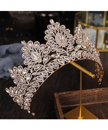 Baroque Gold Crystal Pearl Wedding Crown Tiara for Women and Girls - Elegant Rhinestone Hair Accessories - Buy Online on GoSupps.com