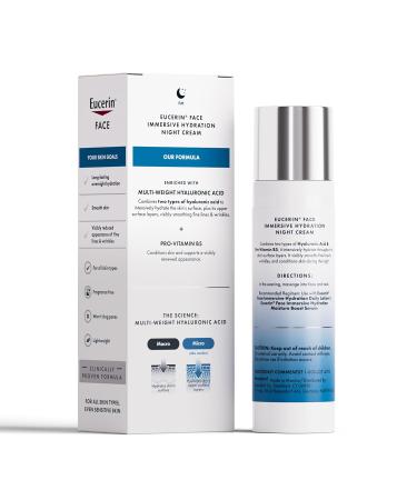 Eucerin Face Immersive Hydration Night Cream - Hyaluronic Acid & Provitamin B5 Anti-Aging Moisturizer for Smooth Skin 2.5 Oz - Shop Internationally Today - Buy Online on GoSupps.com