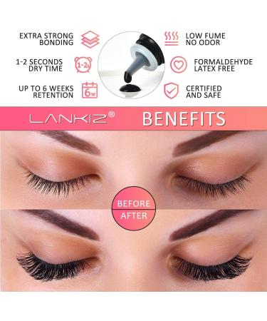 LANKIZ Cluster Lash Glue 10ml - Semi Permanent Individual Eyelash Extension Glue with 6 Weeks Retention - Waterproof and Fast Drying - Ideal for DIY Lash Clusters - Pack of 1 - Buy Online on GoSupps.com