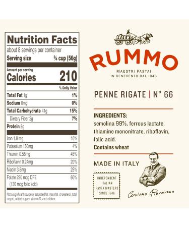 Rummo Penne Rigate No. 66 - 1 LB Pack of 5 | Authentic Italian Pasta - Buy Online on GoSupps.com