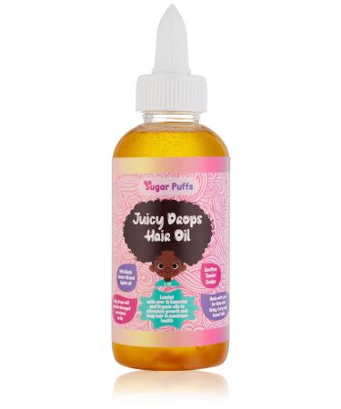 Sugar Puffs Juicy Drops Hair Oil for Kids  Natural Nourishing Growth Oil Jamaican Black Castor Oil  Tea Tree Oil  For Thick  Curly  Damaged Hair  Stimulates Scalp for Hair Growth  Thickness  4 oz