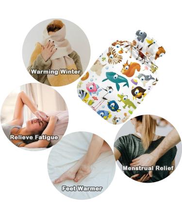 Naanle Zoo Animals 2L Hot Water Bottle with Cover - Large Transparent Heat & Cold Therapy for Pain Relief Hand & Feet Warmer - Buy Online on GoSupps.com