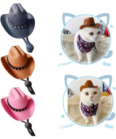 WATERBELINE Pet Headwear Funny Cat Hat Cowboy Hat Costume Birthday Western Cowgirl Accessories Pet Headwear Adjustable Cap for Cosplay Cowboy Pink - Buy Online on GoSupps.com