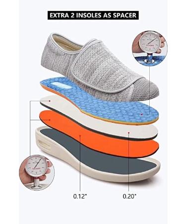 Orthofeet Orthopedic Diabetic Walking Shoes for Elderly with Bunions and Plantar Fasciitis Relief - Grey, Size 7 (Extended Widths) - Buy Online on GoSupps.com