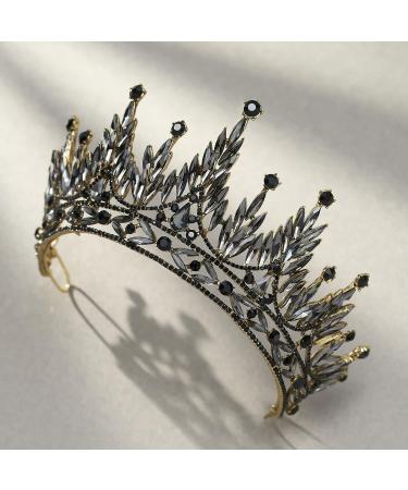 SWEETV Rhinestone Queen Crown - Wedding Tiara for Bride, Crystal Costume Hair Accessories for Prom & Quinceanera in Black - Buy Online on GoSupps.com