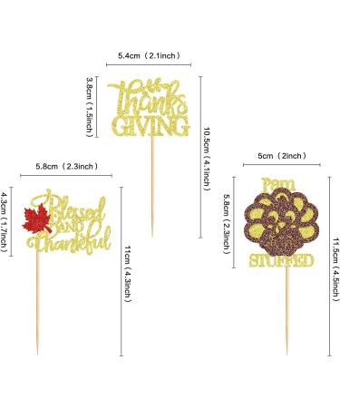 Cyodoos 24PCS Shiny Thanksgiving Cupcake Toppers Autumn Theme Cupcake Toppers T rkiye Food Selection Decoration Maple Leaf turkey Thanksgiving Cake Party Decoration Selection - Buy Online on GoSupps.com