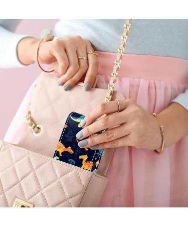 Travel Lipstick Organizer Case | Portable Makeup Bag with Mirror | Cartoon Colored Dinosaurs Design - Shop Now - Buy Online on GoSupps.com
