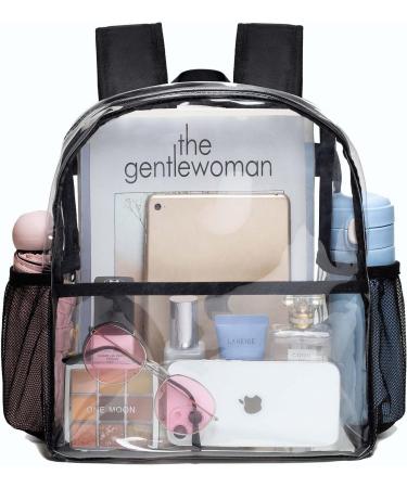 Vorspack Clear Mini Stadium Backpack 12x12x6 - Women's Stadium Approved Bag with 2 Water Holders - Heavy Duty for Concerts, Work, Sports, and Festivals - Black - Buy Online on GoSupps.com