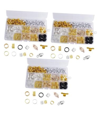 POPETPOP 3 Boxes Wig Dreadlock Pendant Hair Dreadlock Accessories Pirate Jewelry Beads for Hair Metal Hair Cuffs Braid Hair Accessories Hair Cuffs for Dreadlock Clip Alloy Tibetan Silver