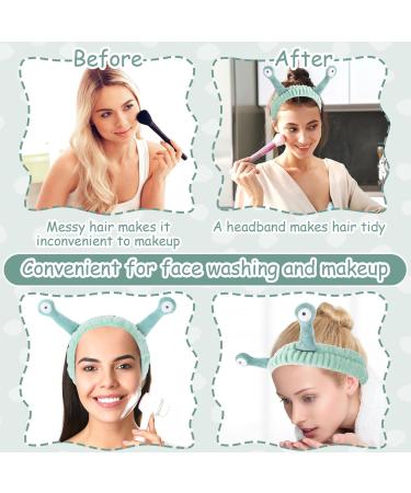 Molain Cute Cartoon Face Washing Headband - Fleece Elastic Hair Band for Women - Creative Spa & Makeup Accessory in Light Green - Buy Online on GoSupps.com