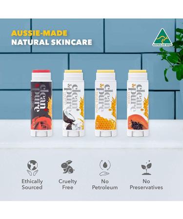 Clean & Pure Lip Balm 8-Pack (Coconut) | Lip Care Set With 100% All Natural Beeswax | Vitamin E Oil | Flavored Lip Balm for Dry Chapped Lips | Made in Australia - Buy Online on GoSupps.com