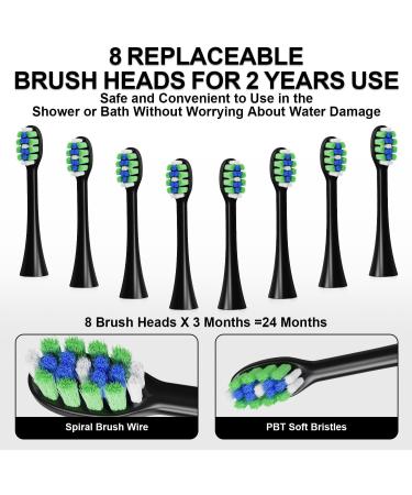 M6 Electric Toothbrush - 8 Brush Heads 9 Modes 2 Min Smart Timer 60 Days Battery - Rechargeable Sonic Whitening Toothbrush for Adults & Kids - White - Buy Online on GoSupps.com