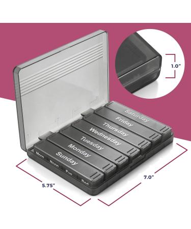 Weekly Pill Organizer - 7-Day AM/PM Pill Case with Removable Daily Compartments for Vitamins & Medications - Easy Read Labels for International Shipping - Buy Online on GoSupps.com