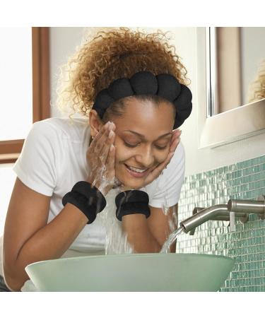 Funspread Sponge Spa Headband 3 Pack for Women - Face Washing, Skincare, Makeup Removal - Hair Accessories Set - Mothers Day Gifts - Black - Buy Online on GoSupps.com