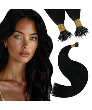 Youngsee nanoring extensions real hair black 45cm nanoring extensions black nano rings hair nanoring hair extensions black nano beads hair extensions nano extensions real hair 50g #1 45 cm-nano 2-3- #1 - Buy Online on GoSupps.com