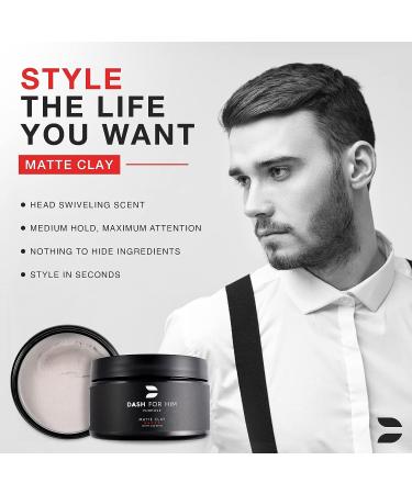 DASH FOR HIM Men's Hair Clay - Medium Strong Hold Matte Clay with Premium Natural Ingredients - Vegan Friendly Styling Clay 2 Oz - Buy Online on GoSupps.com