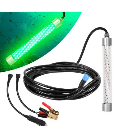 HUSUKU LED Underwater Fishing Light, 1000080000lm 100W / 300W / 400W / 800W, 12V / 110V / 220V Green Night Fishing Attractor IP68 Submersible Lamp for Crappie Snook Squid Shrimp, 49ft/33ft/16ft Wire (FS0-1) 12V 100W