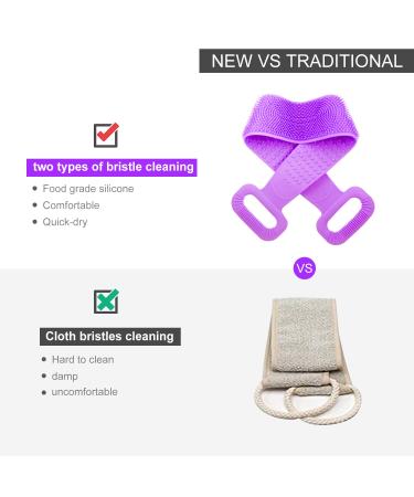 Extended Silicon Body Bath Brush Scrubber for Shower - Gentle Exfoliating Loofahs - Easy to Clean Washer (Purple) - Buy Online on GoSupps.com