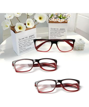 Kerecsen 3 Pack Women's Reading Glasses - High-Quality Rectangular Design with Feather Hinges | Comfortable Reading Aid (2.75 & 3 in Deep Red) - Buy Online on GoSupps.com