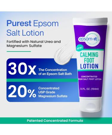 Epsom-It Calming Foot Lotion - Soothing Magnesium Cream for Sore Feet Ankles & Cracked Heels | 3.5oz Topical Epsom Salt Relief - Buy Online on GoSupps.com